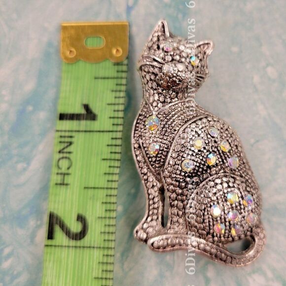 LARGE Gorgeous Cat Kitty Brooch Pin - Picture 6 of 7